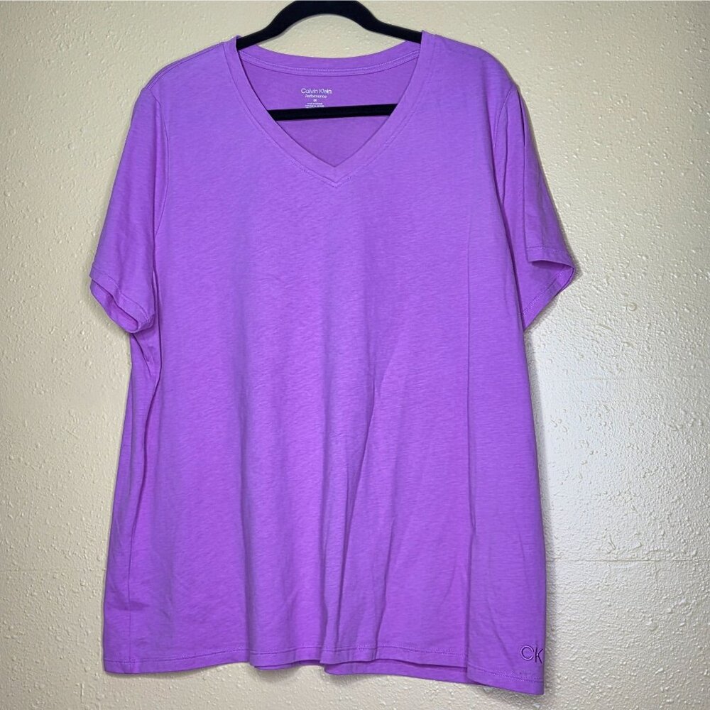 NWT Calvin Klein Performance Plus Size Cotton V-Neck Short-Sleeve T-Shirt